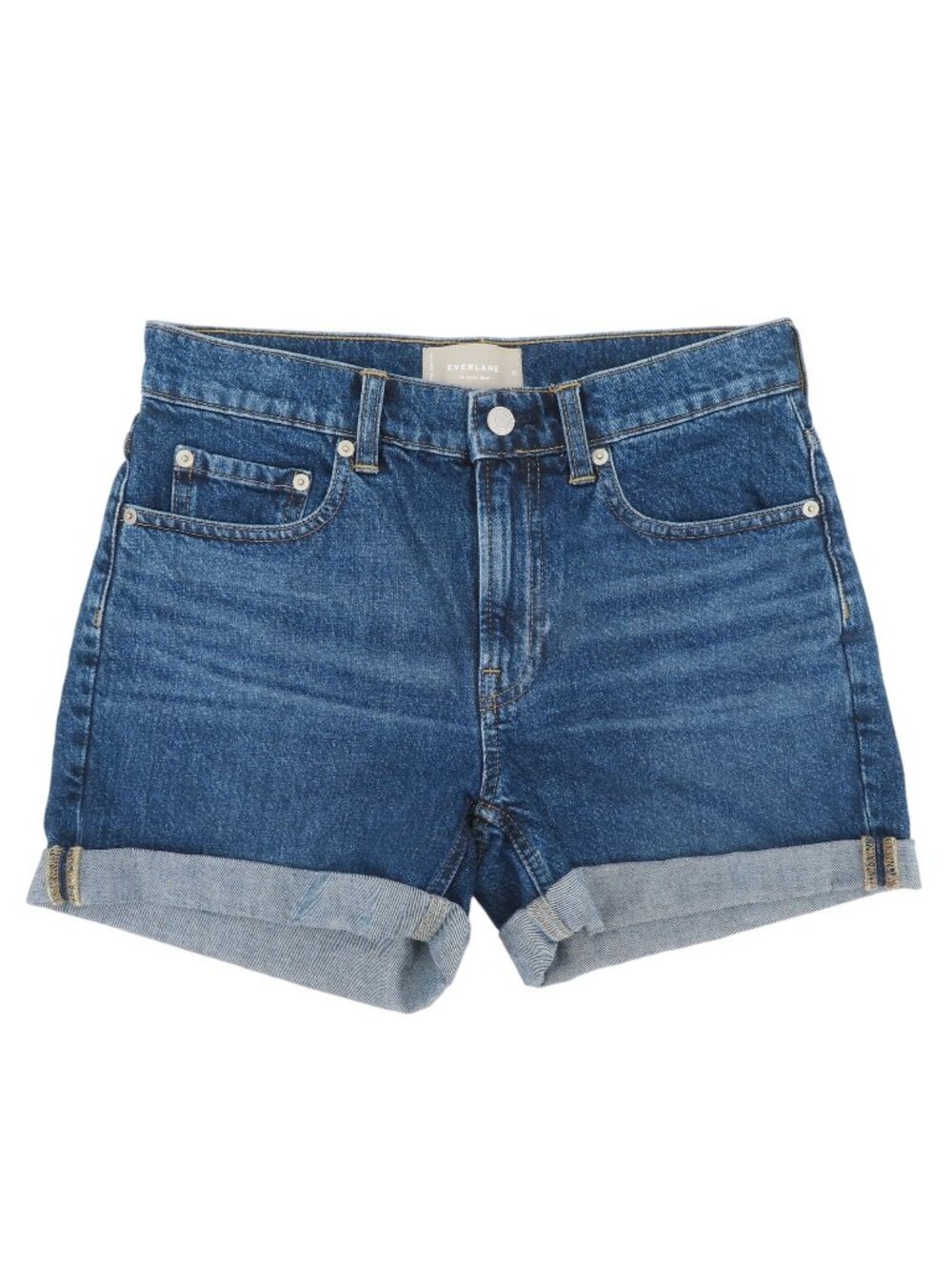 Everlane Womens 26 The Denim Short Relaxed Roll Cuff Hem All Cotton Blue Jeans